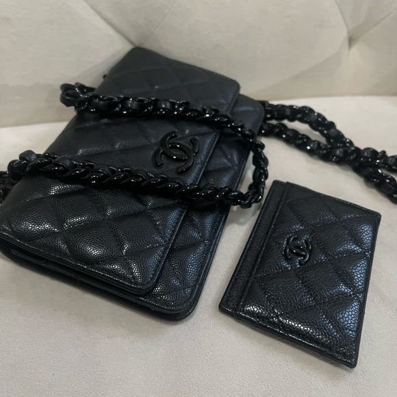 🔥Rare🔥Chanel So Black Cavair WOC & Matching cardholder - Picture 11 of 13